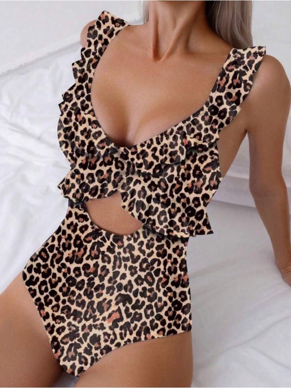 Leopard Ruffle One-Piece Swimsuit - women